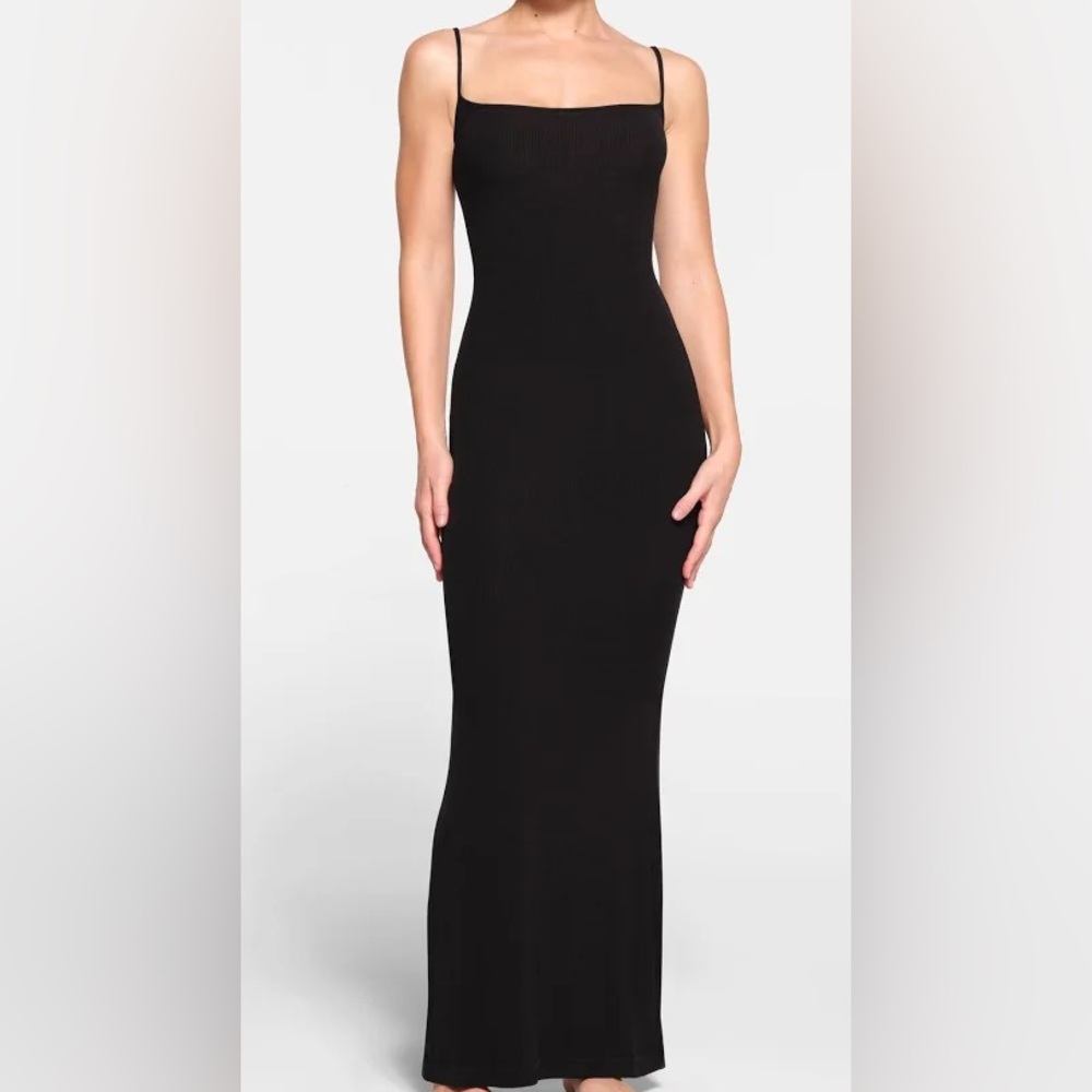 SKIMS Black Maxi Slip Dress